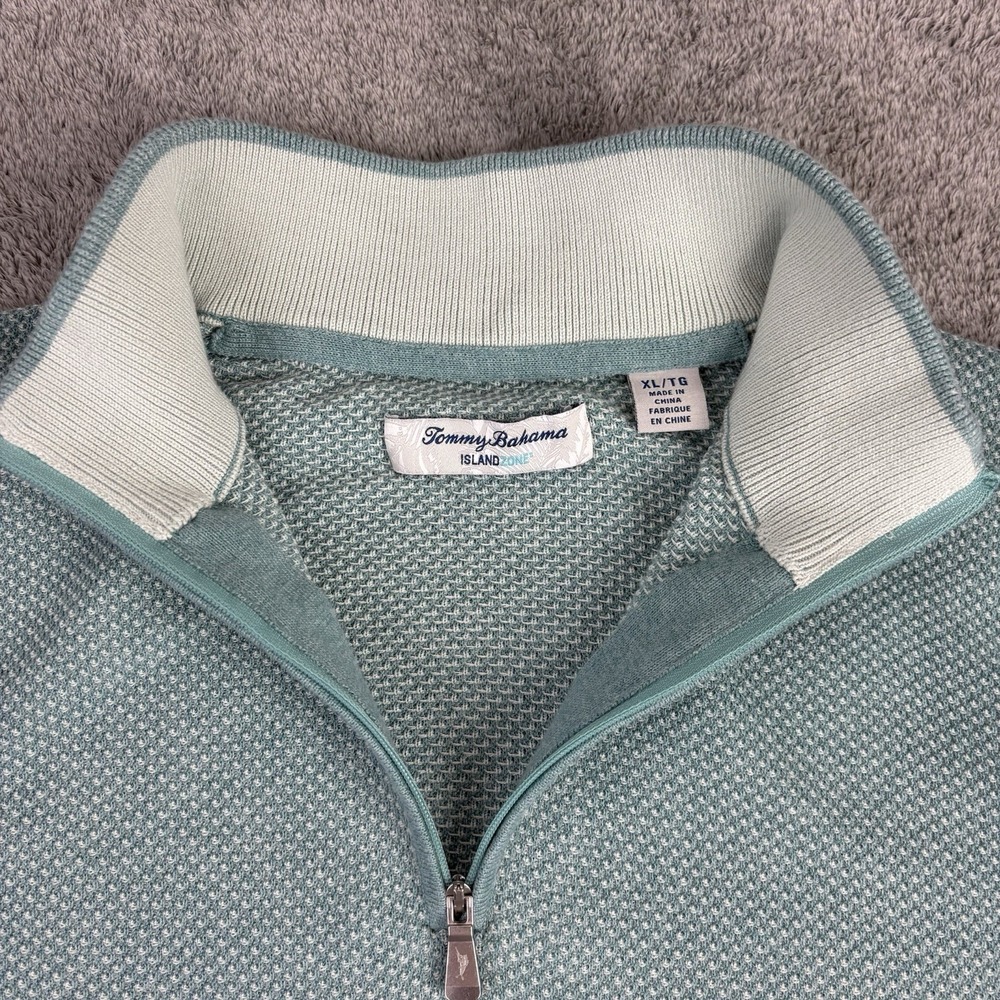 Tommy Bahama Island Zone Sweater Men's Large Coolmax 1/4 Zip Preppy Beach - Picture 6 of 9